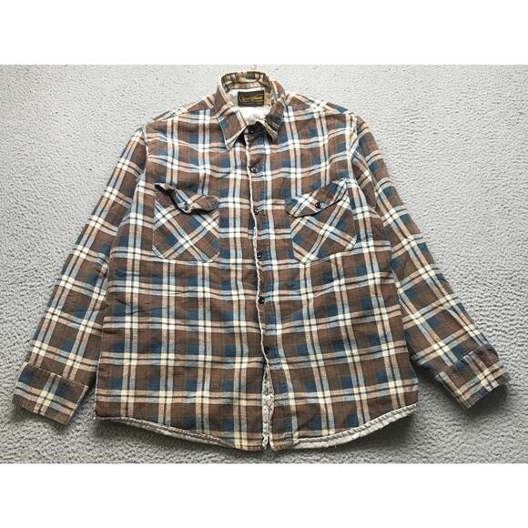 Sears Other - Vintage 70s Perma Prest Sears Quilted Lined Flannel Shirt Men Large Long Sleeve